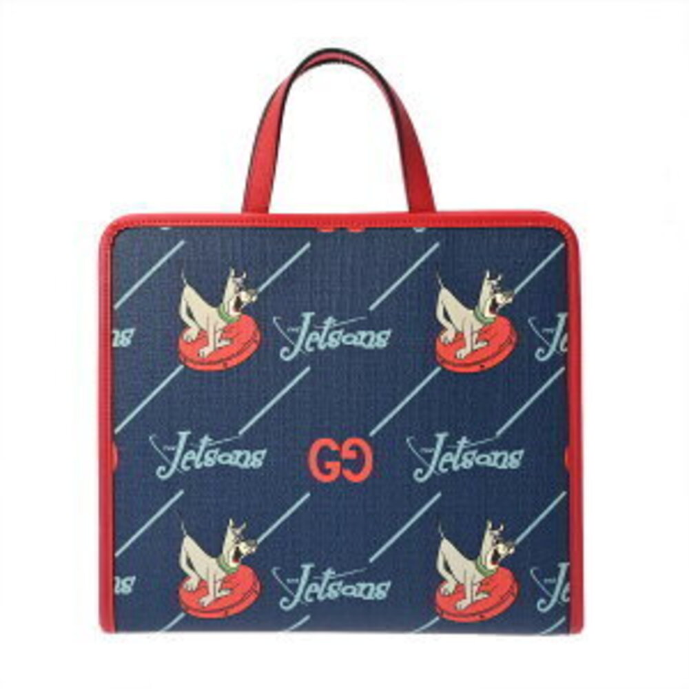 Gucci The Jetsons Navy Blue Red Yellow Leather GG Supreme Canvas Handbag